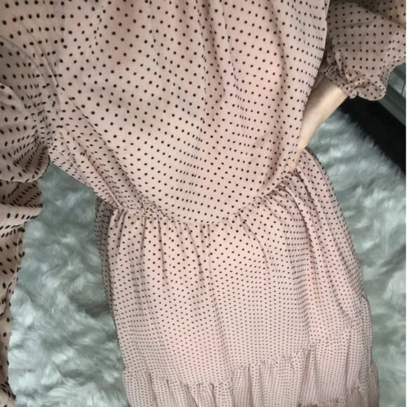 NWT MINKPINK Open Back Blush with Black Polkadot Maxi Dress XSMALL - Picture 7 of 16